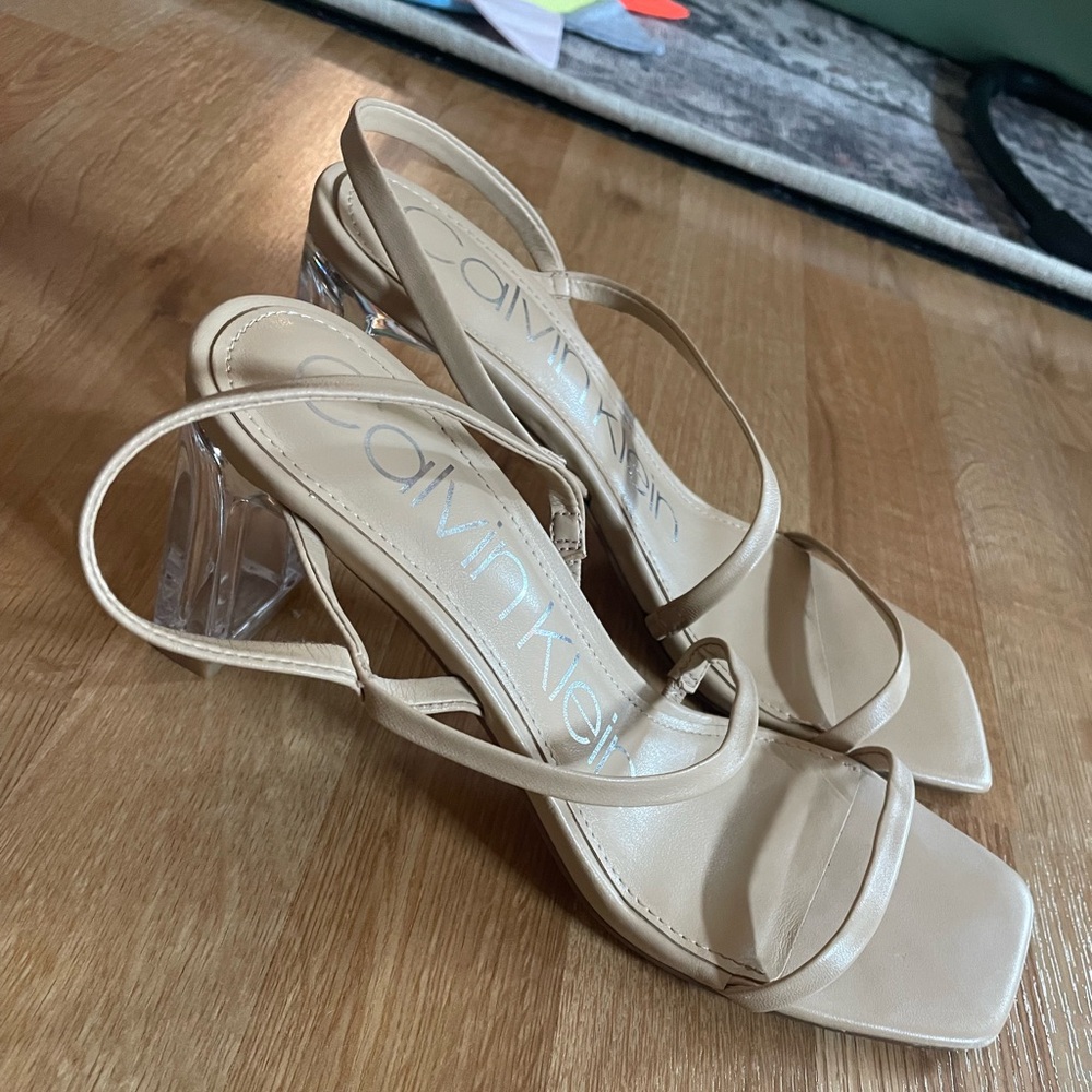 Calvin Klein Clear Block Sling-back Heels